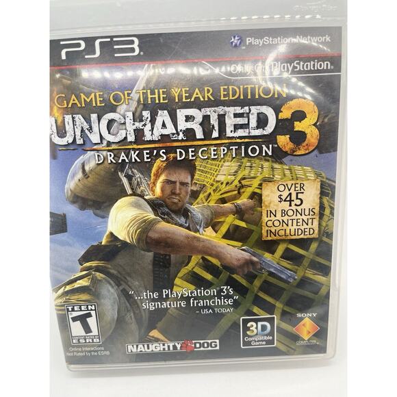 Uncharted 3: Drake's Deception PS3 PlayStation 3 Game Disc Case Complete CIB - Picture 2 of 5